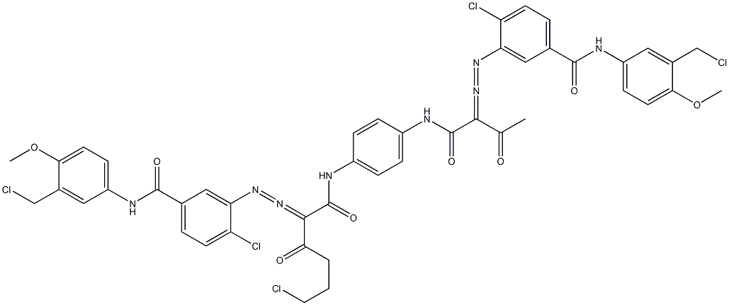 3,3'-[2-(2-Chloroethyl)-1,4-phenylenebis[iminocarbonyl(acetylmethylene)azo]]bis[N-[3-(chloromethyl)-4-methoxyphenyl]-4-chlorobenzamide] Struktur