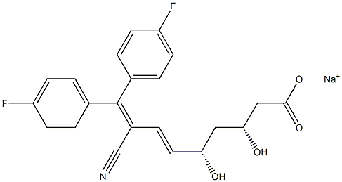 (3R,5S,6E)-8-Cyano-9,9-bis(4-fluorophenyl)-3,5-dihydroxy-6,8-nonadienoic acid sodium salt Struktur