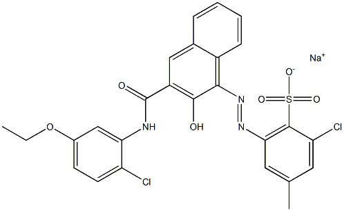 2-Chloro-4-methyl-6-[[3-[[(2-chloro-5-ethoxyphenyl)amino]carbonyl]-2-hydroxy-1-naphtyl]azo]benzenesulfonic acid sodium salt Struktur