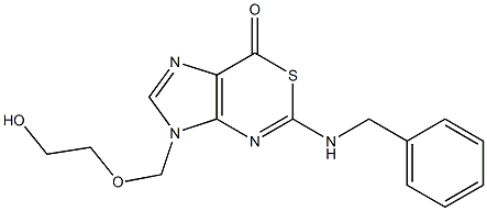 5-Benzylamino-3-[(2-hydroxyethoxy)methyl]imidazo[4,5-d][1,3]thiazin-7(3H)-one Struktur