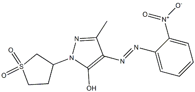 3-[5-Hydroxy-3-methyl-4-(o-nitrophenylazo)-1H-pyrazol-1-yl]tetrahydrothiophene 1,1-dioxide Struktur