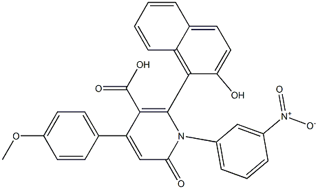 1-(3-Nitrophenyl)-6-(2-hydroxynaphthalen-1-yl)-4-(4-methoxyphenyl)-2-oxo-1,2-dihydropyridine-5-carboxylic acid Struktur