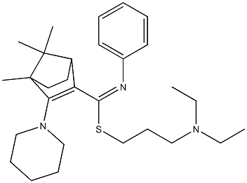 4,7,7-Trimethyl-3-piperidino-N-phenylbicyclo[2.2.1]hept-2-ene-2-carbimidothioic acid [3-(diethylamino)propyl] ester Struktur