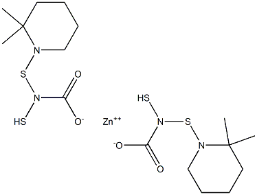 Bis(2,2-dimethylpiperidine-1-dithiocarbamic acid)zinc salt Struktur