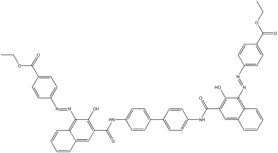 N,N'-(1,1'-Biphenyl-4,4'-diyl)bis[4-[[4-(ethoxycarbonyl)phenyl]azo]-3-hydroxy-2-naphthalenecarboxamide] Struktur