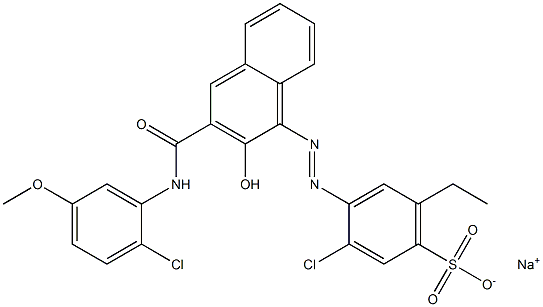 3-Chloro-6-ethyl-4-[[3-[[(2-chloro-5-methoxyphenyl)amino]carbonyl]-2-hydroxy-1-naphtyl]azo]benzenesulfonic acid sodium salt Struktur