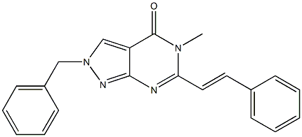 6-Styryl-2-benzyl-5-methyl-2H-pyrazolo[3,4-d]pyrimidin-4(5H)-one Struktur