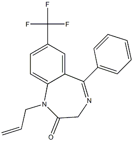 7-Trifluoromethyl-1-(2-propenyl)-5-(phenyl)-1H-1,4-benzodiazepin-2(3H)-one Struktur