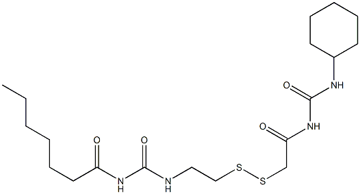 1-Heptanoyl-3-[2-[[(3-cyclohexylureido)carbonylmethyl]dithio]ethyl]urea Struktur