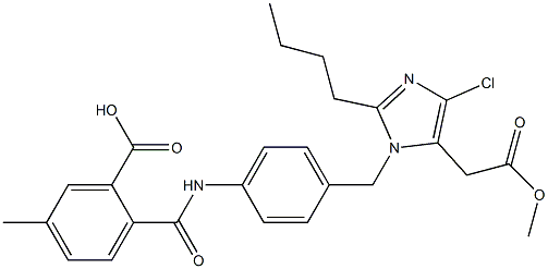 2-Butyl-4-chloro-1-[4-[2-(hydroxycarbonyl)-4-methylbenzoylamino]benzyl]-1H-imidazole-5-acetic acid methyl ester Struktur