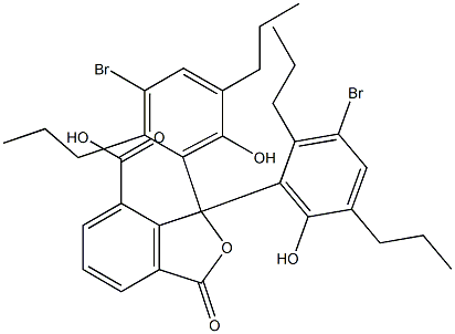 1,1-Bis(3-bromo-6-hydroxy-2,5-dipropylphenyl)-1,3-dihydro-3-oxoisobenzofuran-7-carboxylic acid Struktur