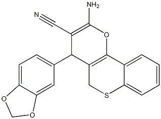 2-Amino-4-[3,4-(methylenebisoxy)phenyl]-4H,5H-[1]benzothiopyrano[4,3-b]pyran-3-carbonitrile Struktur