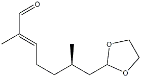 [R,(+)]-7-(1,3-Dioxolane-2-yl)-2,6-dimethyl-2-heptenal Struktur