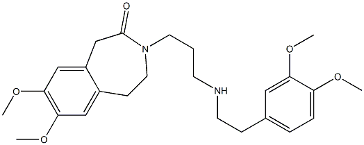 4,5-Dihydro-7,8-dimethoxy-3-[3-[2-(3,4-dimethoxyphenyl)ethylamino]propyl]-1H-3-benzazepin-2(3H)-one Struktur