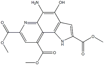 5-Amino-4-hydroxy-1H-pyrrolo[2,3-f]quinoline-2,7,9-tricarboxylic acid trimethyl ester Struktur