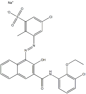 3-Chloro-6-methyl-5-[[3-[[(3-chloro-2-ethoxyphenyl)amino]carbonyl]-2-hydroxy-1-naphtyl]azo]benzenesulfonic acid sodium salt Struktur