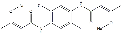 1,4-Bis[(1-oxo-3-sodiooxy-2-butenyl)amino]-2-methyl-5-chlorobenzene Struktur