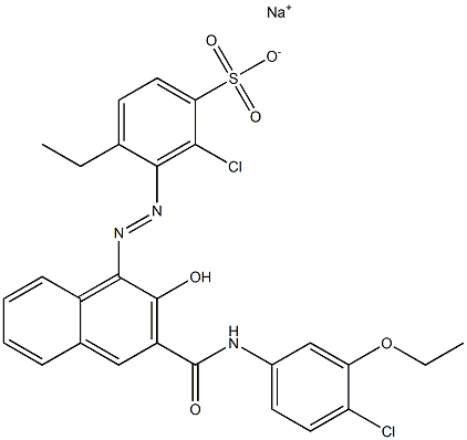 2-Chloro-4-ethyl-3-[[3-[[(4-chloro-3-ethoxyphenyl)amino]carbonyl]-2-hydroxy-1-naphtyl]azo]benzenesulfonic acid sodium salt Struktur