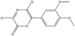 3,5-Dichloro-6-(3,4-dimethoxyphenyl)-2H-1,4-oxazin-2-one Struktur