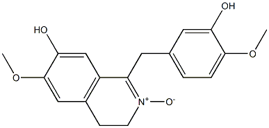 1-(3-Hydroxy-4-methoxybenzyl)-7-hydroxy-6-methoxy-3,4-dihydroisoquinoline 2-oxide Struktur