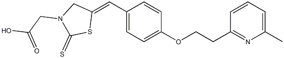 (5Z)-5-[4-[2-(6-Methyl-2-pyridinyl)ethoxy]benzylidene]-2-thioxothiazolidine-3-acetic acid Struktur