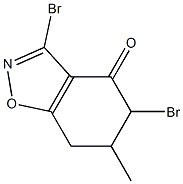 3-Bromo-4,5,6,7-tetrahydro-5-bromo-6-methyl-1,2-benzisoxazol-4-one Struktur