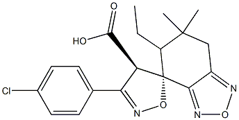 (4R,5S)-6',7'-Dihydro-6',6'-dimethyl-3-(4-chlorophenyl)spiro[isoxazole-5(4H),4'(5'H)-[2,1,3]benzoxadiazole]-4-carboxylic acid ethyl ester Struktur