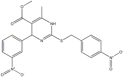 1,4-Dihydro-2-(4-nitrobenzylthio)-4-(3-nitrophenyl)-6-methylpyrimidine-5-carboxylic acid methyl ester Struktur