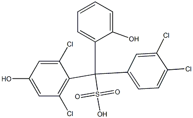 (3,4-Dichlorophenyl)(2,6-dichloro-4-hydroxyphenyl)(2-hydroxyphenyl)methanesulfonic acid Struktur