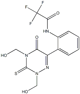 2,3-Dihydro-2,4-bis(hydroxymethyl)-3-thioxo-6-[2-[(trifluoroacetyl)amino]phenyl]-1,2,4-triazin-5(4H)-one Struktur