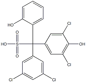 (3,5-Dichlorophenyl)(3,5-dichloro-4-hydroxyphenyl)(2-hydroxyphenyl)methanesulfonic acid Struktur