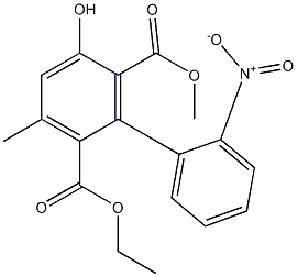 3-Methyl-5-hydroxy-2'-nitro-1,1'-biphenyl-2,6-dicarboxylic acid 2-ethyl 6-methyl ester Struktur