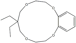 6,6-Diethyl-2,3,6,7,9,10-hexahydro-5H-1,4,8,11-benzotetraoxacyclotridecin Struktur