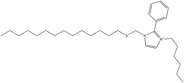 3-Hexyl-2-phenyl-1-[(tetradecylthio)methyl]-1H-imidazol-3-ium Struktur