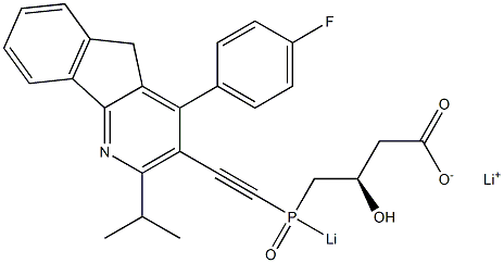 (3R)-4-[[[4-(4-Fluorophenyl)-2-isopropyl-5H-indeno[1,2-b]pyridin-3-yl]ethynyl]lithiophosphinyl]-3-hydroxybutyric acid lithium salt Struktur