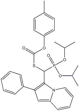 Thiocarbonic acid S-[(2-phenylindolizin-3-yl)[bis(isopropyloxy)phosphinyl]methyl]O-(4-methylphenyl) ester Struktur