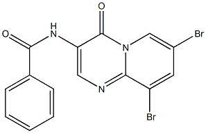 3-Benzoylamino-7,9-dibromo-4H-pyrido[1,2-a]pyrimidin-4-one Struktur