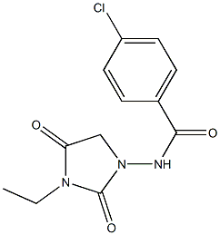 N-(3-Ethyl-2,4-dioxoimidazolidin-1-yl)-4-chlorobenzamide Struktur