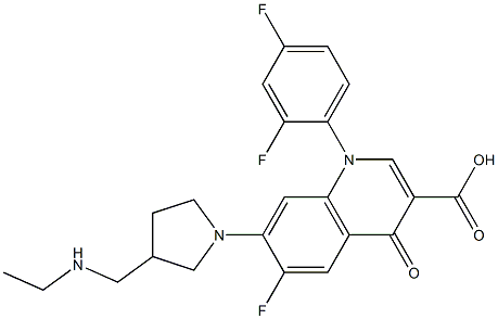 1-(2,4-Difluorophenyl)-6-fluoro-7-[3-(ethylaminomethyl)-1-pyrrolidyl]-4-oxo-1,4-dihydroquinoline-3-carboxylic acid Struktur