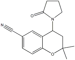 2,2-Dimethyl-4-(2-oxopyrrolidin-1-yl)-3,4-dihydro-2H-1-benzopyran-6-carbonitrile Struktur