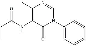 5-Propionylamino-6-methyl-3-phenylpyrimidin-4(3H)-one Struktur