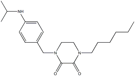 1-Hexyl-4-[4-(isopropylamino)benzyl]-2,3-piperazinedione Struktur