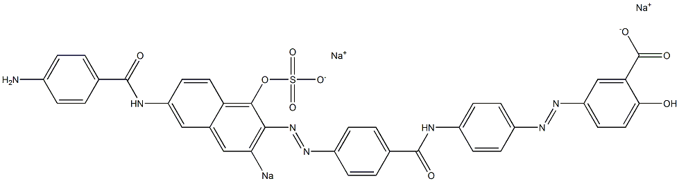 5-[[4-[[4-[[6-[(4-Aminobenzoyl)amino]-1-hydroxy-3-sodiosulfo-2-naphthalenyl]azo]benzoyl]amino]phenyl]azo]-2-hydroxybenzoic acid sodium salt Struktur