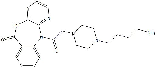 5,11-Dihydro-11-[[4-(4-aminobutyl)-1-piperazinyl]acetyl]-6H-pyrido[2,3-b][1,4]benzodiazepin-6-one Struktur