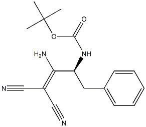 [(S)-3-Phenyl-2-[(tert-butoxycarbonyl)amino]-1-aminopropylidene]malononitrile Struktur