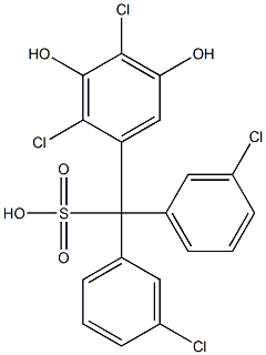 (2,4-Dichloro-3,5-dihydroxyphenyl)bis(3-chlorophenyl)methanesulfonic acid Struktur