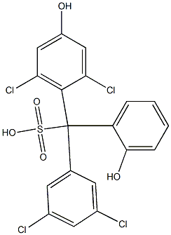 (3,5-Dichlorophenyl)(2,6-dichloro-4-hydroxyphenyl)(2-hydroxyphenyl)methanesulfonic acid Struktur