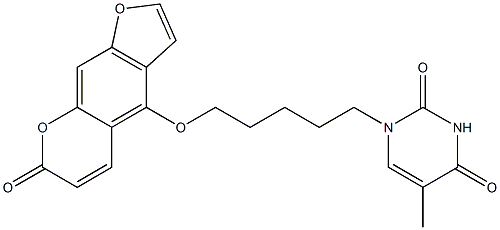 4-[5-[(1,2,3,4-Tetrahydro-5-methyl-2,4-dioxopyrimidin)-1-yl]pentyloxy]-7H-furo[3,2-g][1]benzopyran-7-one Struktur