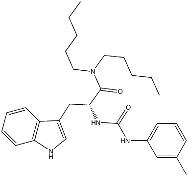 (R)-2-[3-(3-Methylphenyl)ureido]-3-(1H-indol-3-yl)-N,N-dipentylpropanamide Struktur