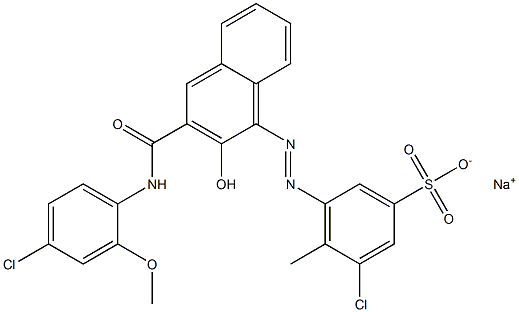 3-Chloro-4-methyl-5-[[3-[[(4-chloro-2-methoxyphenyl)amino]carbonyl]-2-hydroxy-1-naphtyl]azo]benzenesulfonic acid sodium salt Struktur